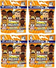 Party Animal - 4 Pack Bundle - Squeezymates NBA 2023 Basketball Series 4 Mystery Blind Pack Bag Figure Slofoam Keychain