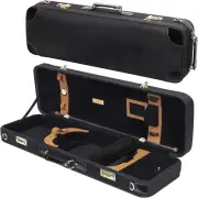 MI&VI Deluxe Hardwood Violin Travel Case 4/4 (Full Size) with Leather Handles |