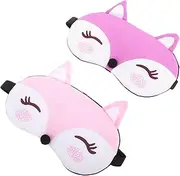 HAPINARY 2pcs Cute Fox Sleeping Mask for Boys Elastic Eye Covers for Comfortable Sleep for Travel Home Use Light Blocking Blindfolds