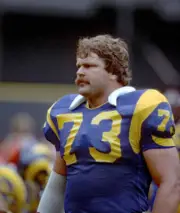 Offensive lineman Russ Bolinger Los Angeles Rams looks on from the- Old Photo