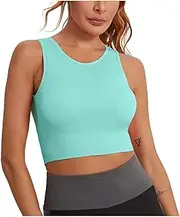 [Generic] Women's Comfort Sports Bra Breathable Mesh Back Wireless Full Cup Yoga Bras Tops Shockproof Push Up Padded Workout Tank Training Running Fitness Bra