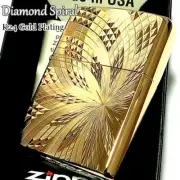 Diamond Cut Spiral Circle K24 Gold Plating Brass Japan Zippo Oil Lighter MIB