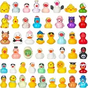 Leyndo 50 Pcs Mini Resin Ducks Plastic Tiny Ducks to Hide Miniature Animals Figures Small Figurine Ornament for Garden Dollhouse Micro Landscape Ornament Decoration (Classic)