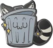 [Hokum and Snark] Chibi Raccoon Trash Panda Enamel Lapel Pin | Furry Trash Pin Anthro Trash Can with Ears and Tail, Metal, no gemstone