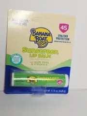 Banana Boat Suncreen Lip Balm SPF 45 UVA/UVB Aloe Vera & Vitamin E exp: 07/24