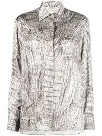 在飛比找Farfetch優惠-crocodile-print long-sleeve sh