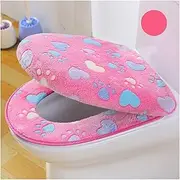 APTPKGDFDK Thick Coral Velvet Toilet Seat Cover Set Soft Warm One/Two-Piece Toilet Case Waterproof Bathroom WC Cover Toilet Seat Covers(Pink)