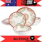 Laurie Gates 12pc Melamine Dinnerware Set Floral Design | Service for 4, Sturdy