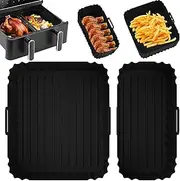 2Pcs Air Fryer Silicone Liners for Tefal Easy Fry 5.2L/3.1L, High Temp Resistant Air Fryer Accessory, Reusable Silicone Air Fryer Liners Large & Small Dual Drawer Accessories