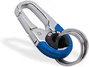 Smart Key Ring Alloy Metal Car Keyring Holder Organiser Chain Heavy Duty Gift (Blue)