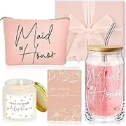 Maid of Honor Bridesmaid Proposal Gifts Box Includes Bridesmaid Glasses Maid of Honor Candle Makeup Bag Sage Wedding Invitation Cards for Bridal Party Favors