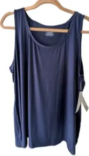 Chico's The Ultimate Tank Top Touch Of Cool Navy NWT Chicos 3 XL Silver Beads