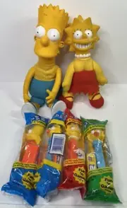 The Simpsons PEZ And Plush Lot Bart Lisa Maggie