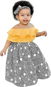 [Generic] Checke Hoodie Skirt Kids Dresses Shoulder Princess Set Toddler Headband Girls Off Years Ankara Ruffles Tops Traditional Shirt Outfits Summer 04 Style Girls Crop Top Hoodie Outfits for Women