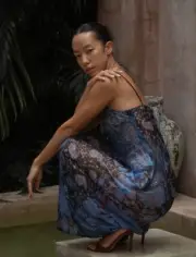 Rumored Vintage Slip Maxi Dress in Peacock Lurex