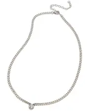 Savvy Cie Silver CZ Cuban Link Necklace