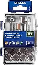 Dremel 727-01 Sanding & Grinding Rotary Tool Accessory Kit with Case, 31-Piece – Includes Grinding Stones, Sanding Bands, Cut-Off Wheel and Mandrel