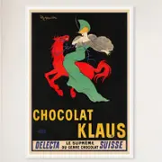 Galrie Stunning Vintage Chocolate Klaus Advertising Poster by Leonetto Cappiello Artwork, White Frame, A2 42x 60cm (16 x 24inch)