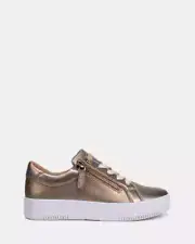 Hush Puppies Virtue Soft Bronze Lace Up Casual Dress Sneaker Shoes Womens