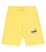 [Off-White Kids] Off-White Kids Printed cotton jersey shorts Y 10 yellow