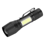 Portable Lightweight USB Rechargeable LED Flashlight COB Lamp Torch AC