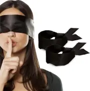 Lang Horn 2 Pcs Silk Satin Blindfold Eye Mask Sleep Mask Soft Satin Eye Cover
