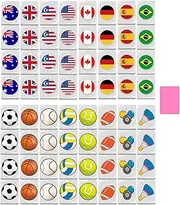 Game Mahjong Tiles,65 National Flag Mahjong Game Set,24mm Mahjong Set,2 Player Games Blank Mahjong Tiles,Portable National Beachside Board Game for Family Picnic