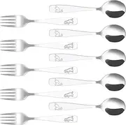10/20 Pcs Toddler Silverware Set Stainless Steel Kids Utensil Set Including Spoon and Fork Practical Children Silverware for Holiday Event(Silver,10)