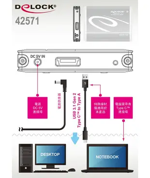 [新品出清] Delock 42571 ~ 2.5吋 mSATA 硬碟外接盒