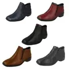 Ladies Rieker 'L3882' Leather Casual Warm Lined Double Zip Ankle Boots