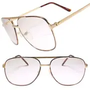 Genuine Vintage 90s 80s Bifocal Lens Square Gold Reader 1.50 Reading Glasses