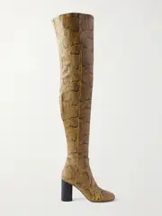 [Isabel Marant] Isabel Marant - Lelta Snake-effect Leather Over-the-knee Boots - Yellow - FR37 FR37 Yellow
