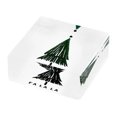 Acrylic 2" Square Lucite Block Fa La La, Small Holiday Decor Designs Pack of 4