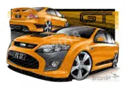 FPV FG GT FG GT OCTANE BLACK STRIPES A2 FRAMED PRINT (FV080)