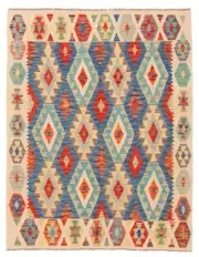 Vintage Hand Woven Kilim Rug 4'10" x 6'0" Traditional Wool Carpet