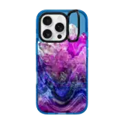 iPhone 16 Pro Impact Ring Stand Case MagSafe Compatible Purple Amethyst Marble