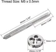 M5×0.5 HSS Metric Tap And Die Set,Thread Tap + Round Die Right Hand HSS Taper