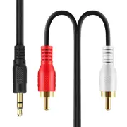 Gold 15FT 3.5mm to 2RCA Male Audio Auxiliary Aux Stereo Y Splitter Cable Cord