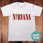 Nirvana Unisex T Shirt Kurt Cobain Dave Grohl Grunge Rock Band Tee