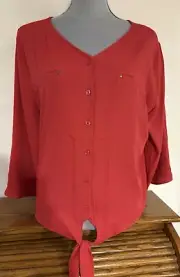 Chico’s Women’s Tie Front 3/4 Sleeve Hot Pink Blouse Chico’s Size 2 Retail$59.95