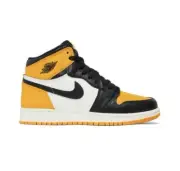 Brand New Air Jordan 1 Retro High OG GS Yellow Toe Taxi - 575441-711 - Size 3.5Y