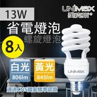 在飛比找森森購物網優惠-【美克斯UNIMAX】13W 螺旋省電燈泡 E27 節能 省