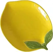 Spoon Rest for Stove Top, Yellow Lemon Shaped Ceramic Cooking Spoon Holder for Kitchen Counter, Cute Rest for Spatula Ladle or Tong for Stove Top, Ceramic-
