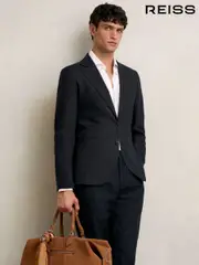Reiss Navy Kin Slim Fit Single Breasted Linen Blazer (K81770) | $610
