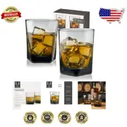 10 oz Lead-Free Crystal Double Old Fashioned Glass Set - Modern Geometry Style