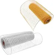 PRETYZOOM 2 Rolls Rolls Plastic Mesh Rolls for Wreaths Floral Arrangements DIY Crafts Wedding Christmas Tree Decorations Lightweight Decorative Ribbon