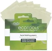 EcoTools Natural Oil Absorbing Facial Blotting Papers, Plant-Based Materials, Makeup Friendly, Removes Excess Oil, Travel Sized, Easy to Use, Perfect for Oily & Shiny Skin, 200 Sheet Count
