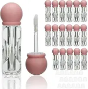 COSIDEA 18pcs Empty 3.5ml Pink lip gloss tubes with clear wand deo foot brush lipgloss tube container for lip oil