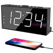 Alarm Clock for Bedroom 2 Alarms Loud LED Big Display Plug in Simple Basic Digi