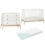 Leander Luna Cot Mattress & Dresser - Quality Nursery Set